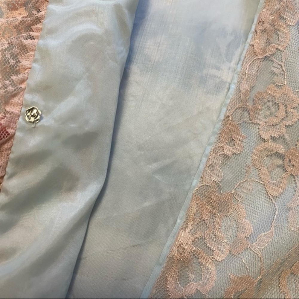 Vintage 1960’s Best & Co. Odette Barsa Blue Pink Lace Overlay Satin Robe Small - Picture 16 of 16